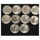 10 CHOICE BU SILVER DIMES