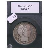 1894 S BARBER HALF DOLLAR VF