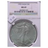 1992 NGC MS69 SILVER EAGLE