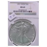 1991 NGC MS69 SILVER EAGLE