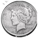 1922 PEACE DOLLAR VF