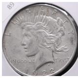 1922 D PEACE DOLLAR VF