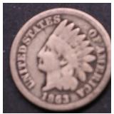 1863 INDIN HEAD CENT VG