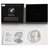 2021 PROOF SILVER EAGLE W BOX PAPERS