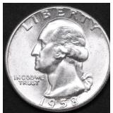 1958 GEM BU WASHINGTON QUARTER