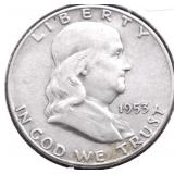 1953 D FRANKLIN HALF DOLLAR VF