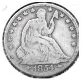 1854 O SEATED HALF DOLLAR VG