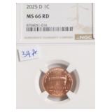 2025 D MS66 RED NGC 1 CENT