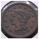 1853 LARGE CENT XF