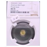1/500TH OZ .9999 GOLD NGC MS70