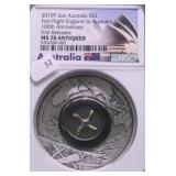 2019 P 2 OZ .9999 NGC MS70 ANTIQUED FIRST FLIGHT P