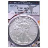 2017 W PCGS MS70 SILVER EAGLE