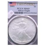 2001 PCGS MS69 SILVER EAGLE