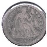 1859 SEATED DIME VG