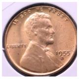 GEM RED 1955 S LINCOLN CENT