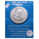 TURKS & CAICOS SILVER 20 CROWN GEM