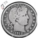 1912 BARBER HALF DOLLAR G