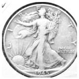 1945 WALKING HALF DOLLAR F