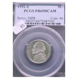 1992 S PCGS PF69DC JEFFERSON NICKEL