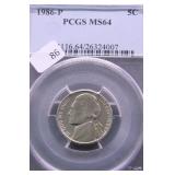 1986 PCGS MS64 JEFFERSON NICKEL