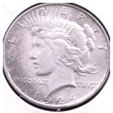 1924 PEACE DOLLAR AU