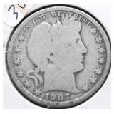 1907 BARBER HALF DOLLAR G