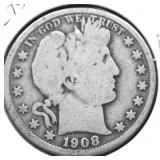 1908 D BARBER HALF DOLLAR G
