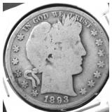 1893 BARBER HALF DOLLAR AG