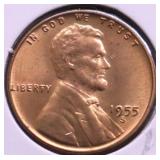 1955 S GEM RED LINCOLN CENT