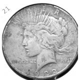 1922 D PEACE DOLLAR VF