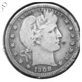 1908 BARBER QUARTER VG
