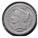 1869 3 CENT PIECE VG