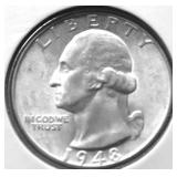 1948D GEM BU WASHINGTON QUARTER