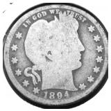 1894 O BARBER QUARTER G