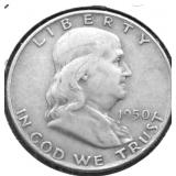 1950 D FRANKLIN HALF DOLLAR VF
