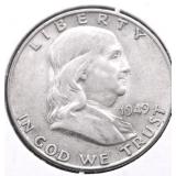 1949 D FRANKLIN HALF DOLLAR XF