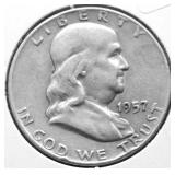 1957 D FRANKLIN  HALF DOLLAR XF