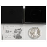 2021 PROOF SILVER EAGLE W BOX PAPERS