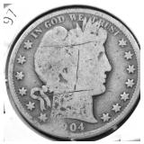 1904 O BARBER HALF DOLLAR AG