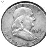 1957 FRANKLIN HALF DOLLAR F