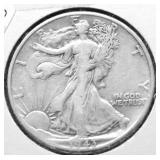 1943 D WALKING HALF DOLLAR VF