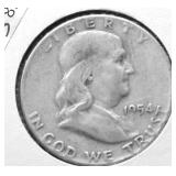 1854 FRANKLIN HALF DOLLAR VF