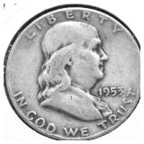 1953 D FRANKLIN HALF DOLLAR VF