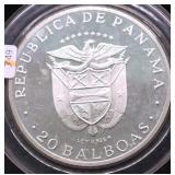 PANAMA SILVER PROOF 20 BALBOAS   5 OZ