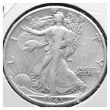 1943 D WALKING HALF DOLLAR VF