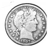 1907 D BARBER HALF DOLLAR F