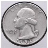 1953 S WASHINGTON QUARTER AU