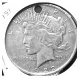 1922 PEACE DOLLAR HOLE