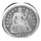1853 SEATED DIME VG