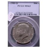 1980 D PCGS MS63 KENNEDY HALF DOLLAR